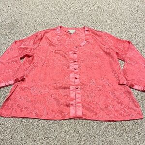 Victoria's Secret Vintage Gold Label Button Down Pajama Top Sz Large Pink